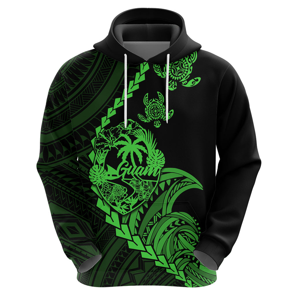 Custom Guam Hoodie Tribal Turtles Curves Style - Green LT7