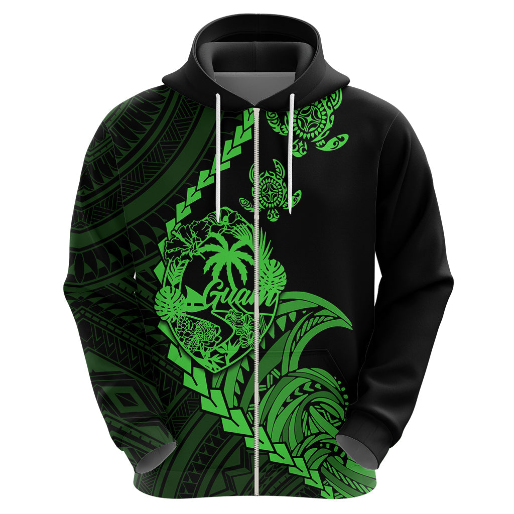 Custom Guam Hoodie Tribal Turtles Curves Style - Green LT7