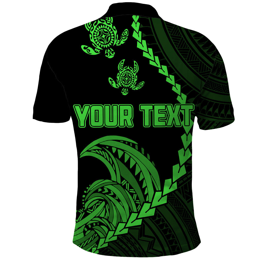 Custom Guam Polo Shirt Tribal Turtles Curves Style Green LT7