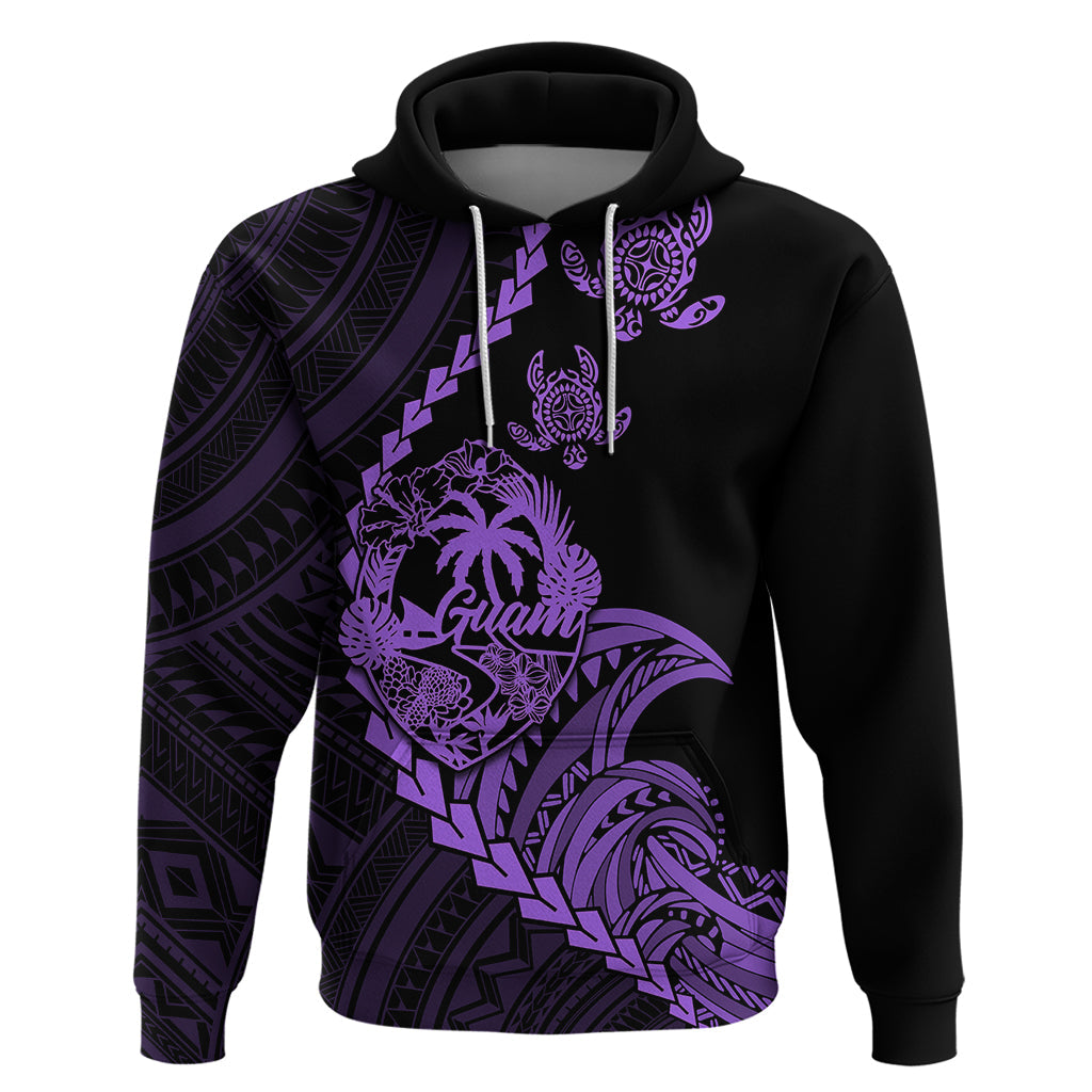 Custom Guam Hoodie Tribal Turtles Curves Style - Purple LT7