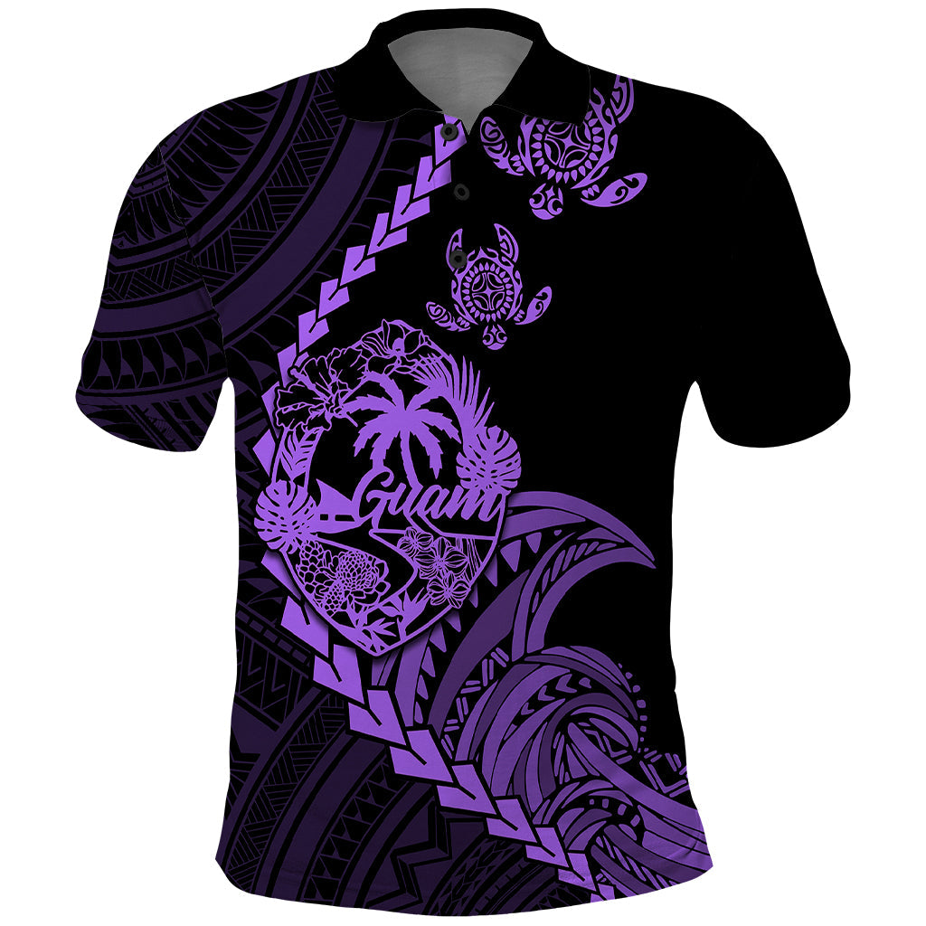 Custom Guam Polo Shirt Tribal Turtles Curves Style Purple LT7