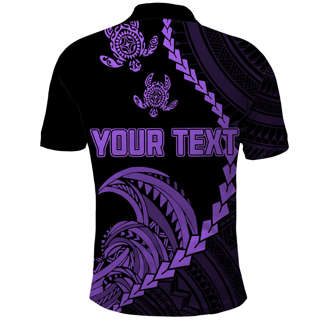 Custom Guam Polo Shirt Tribal Turtles Curves Style Purple LT7