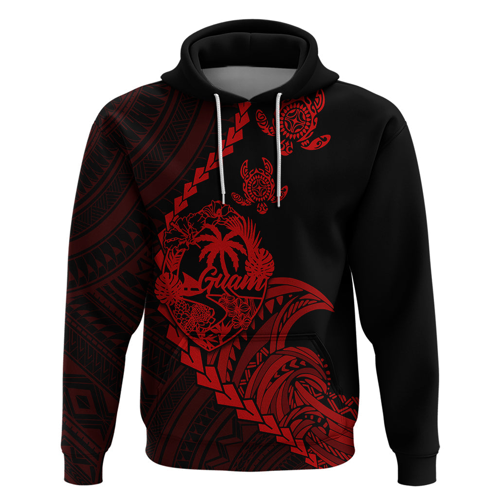 Custom Guam Hoodie Tribal Turtles Curves Style - Red LT7