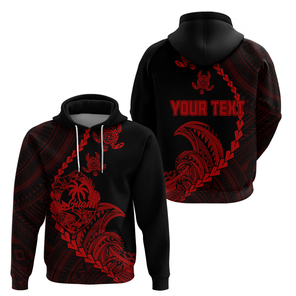 Custom Guam Hoodie Tribal Turtles Curves Style - Red LT7