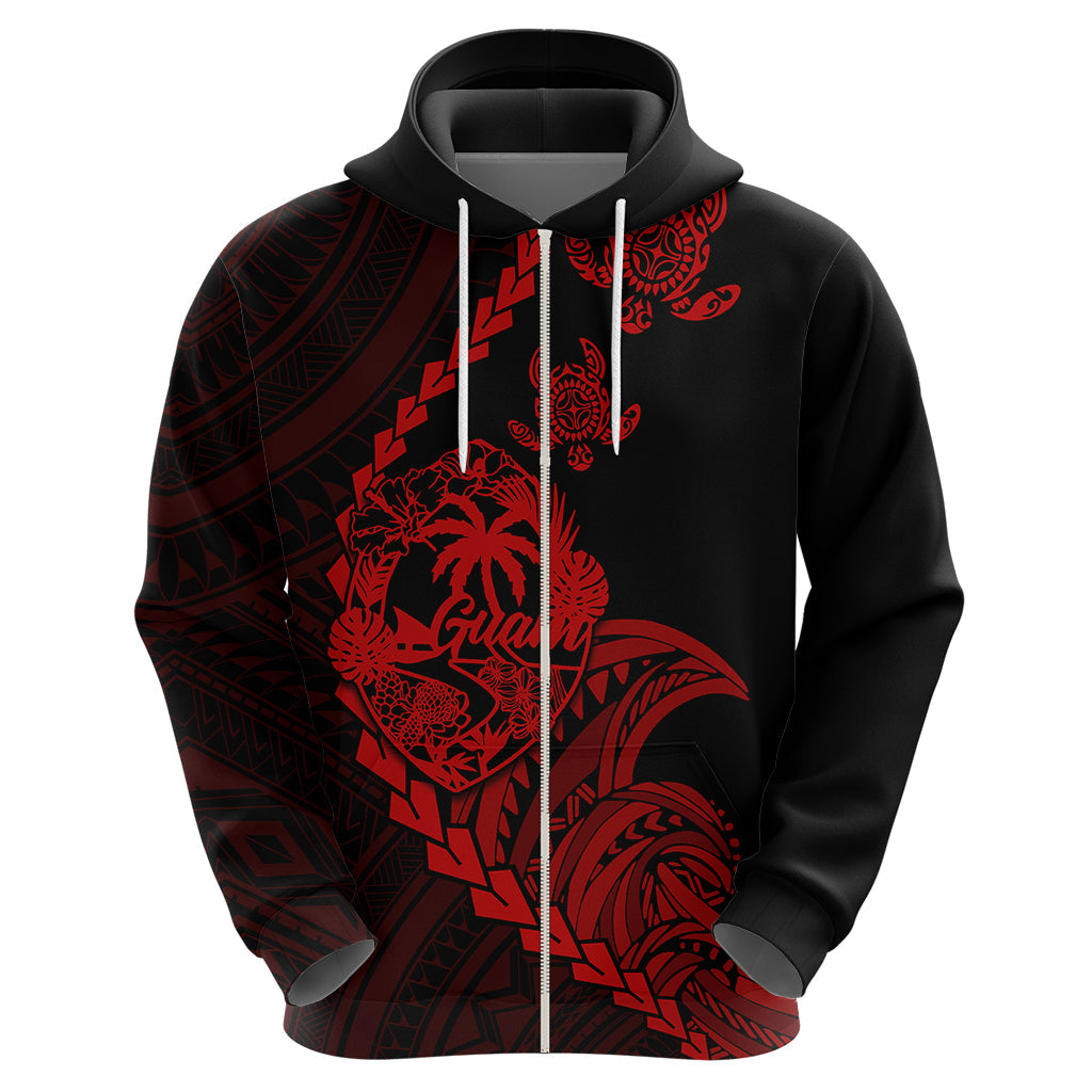 Custom Guam Hoodie Tribal Turtles Curves Style - Red LT7