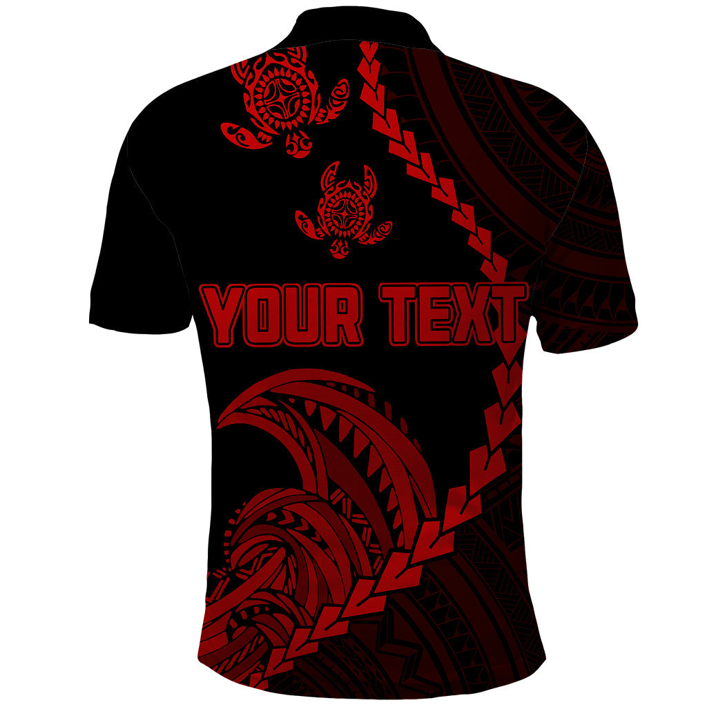 Custom Guam Polo Shirt Tribal Turtles Curves Style Red LT7