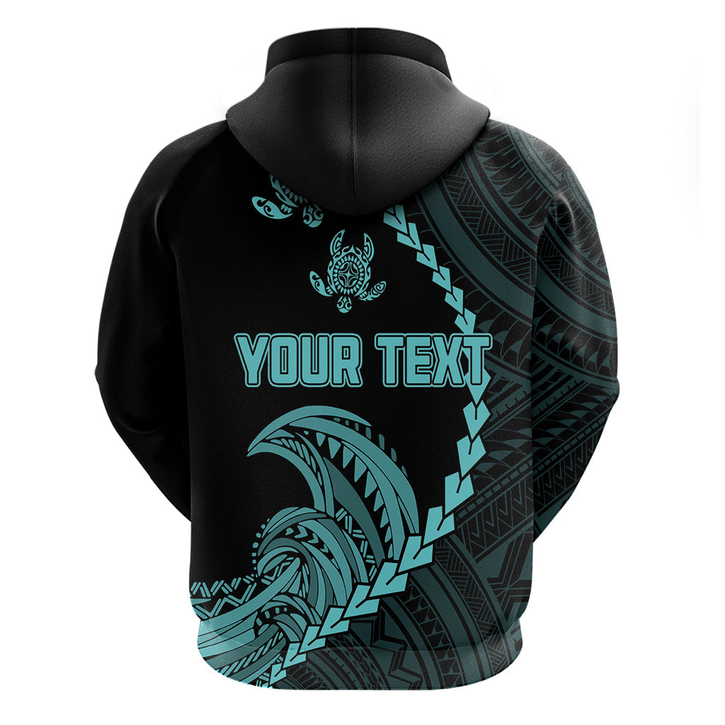 Custom Guam Hoodie Tribal Turtles Curves Style - Turquoise LT7