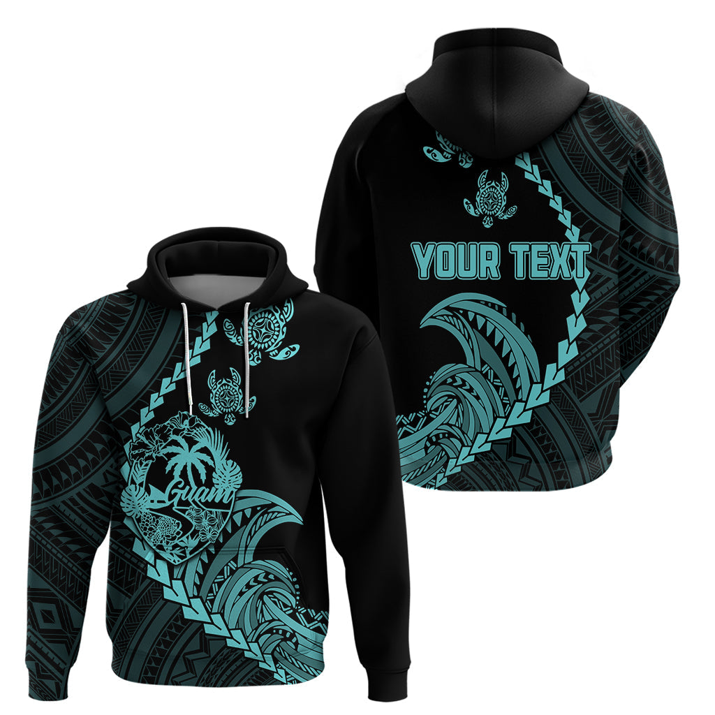 Custom Guam Hoodie Tribal Turtles Curves Style - Turquoise LT7