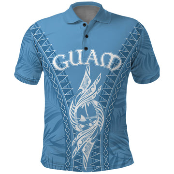 Custom Guam Polo Shirt Chamoro Latte Stone Mix Tropical Blue LT7