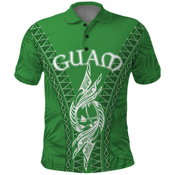 Custom Guam Polo Shirt Chamoro Latte Stone Mix Tropical Green LT7