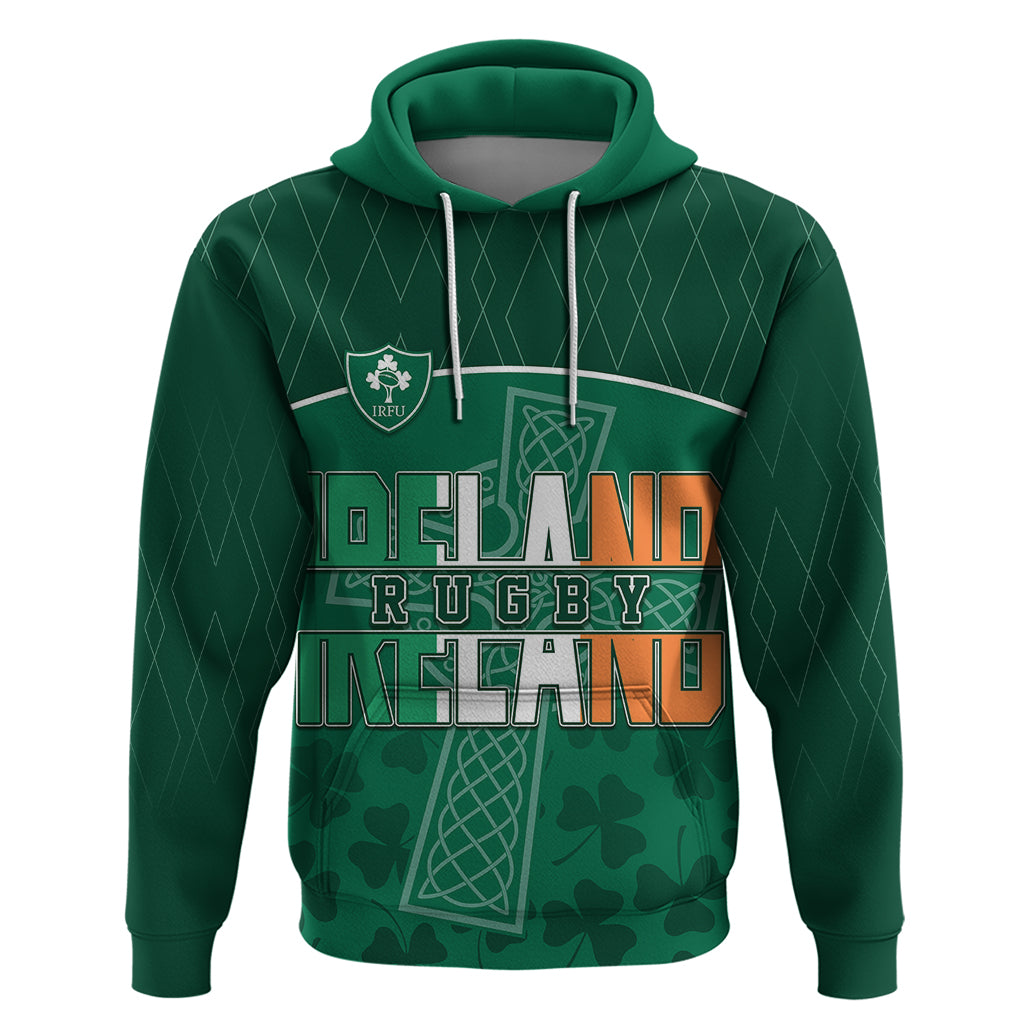 Personalised Ireland Rugby 2023 Hoodie Celtic Cross Mix Shamrocks LT7