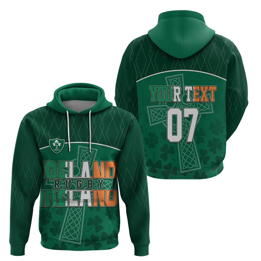Personalised Ireland Rugby 2023 Hoodie Celtic Cross Mix Shamrocks LT7