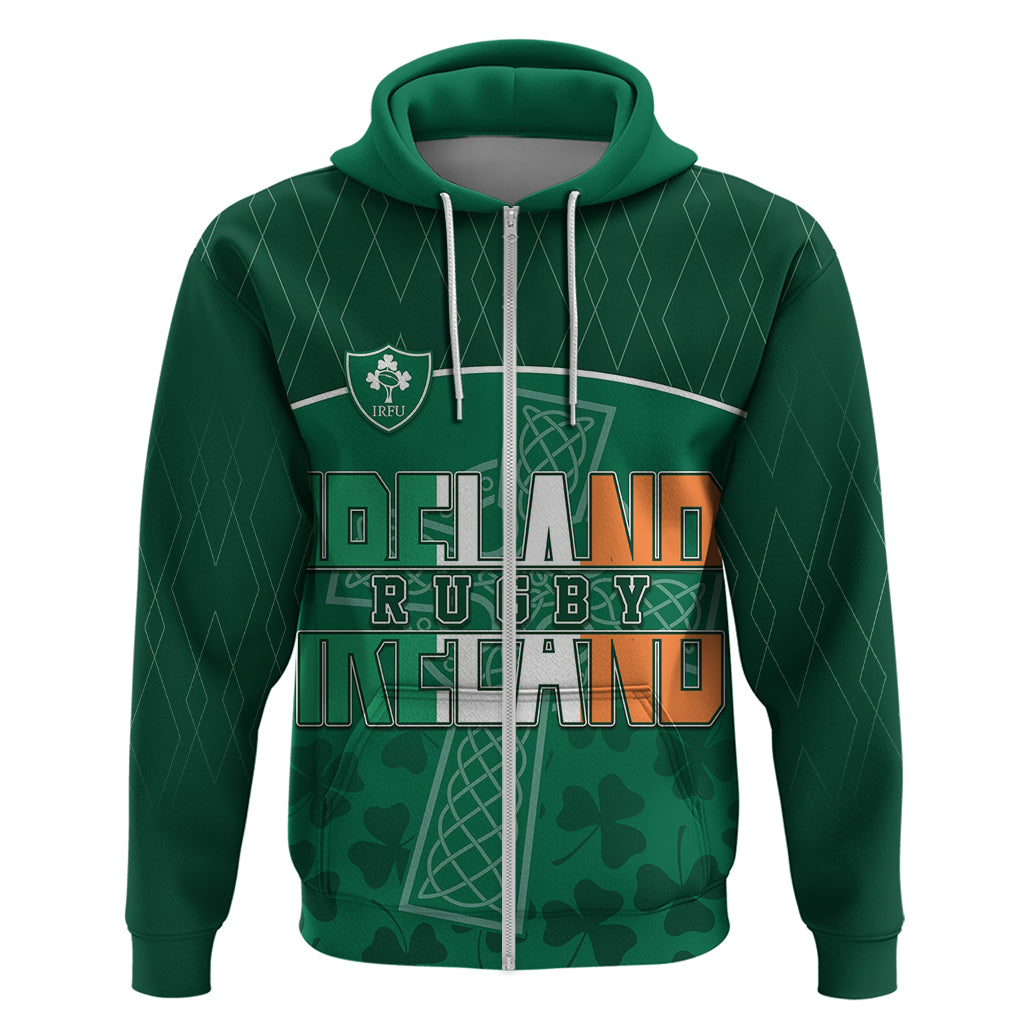 Personalised Ireland Rugby 2023 Hoodie Celtic Cross Mix Shamrocks LT7