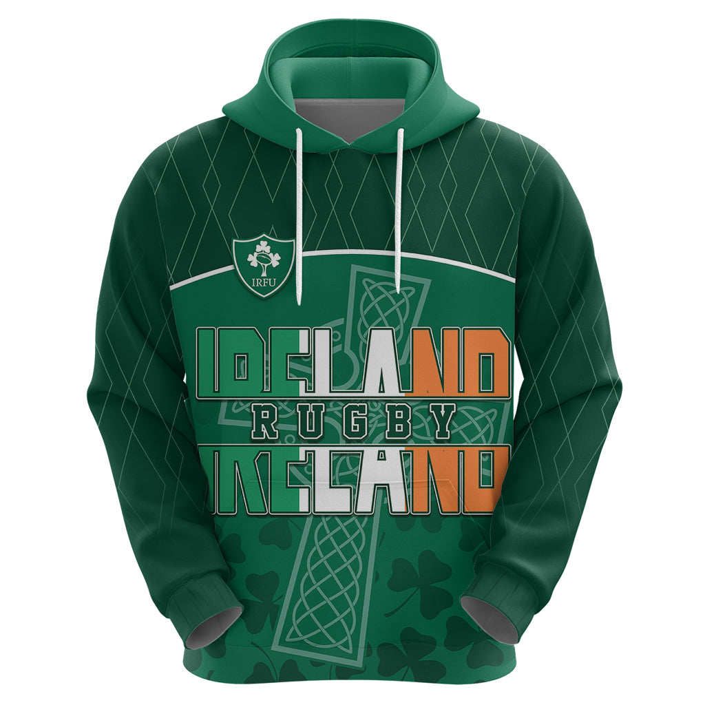 Personalised Ireland Rugby 2023 Hoodie Celtic Cross Mix Shamrocks LT7