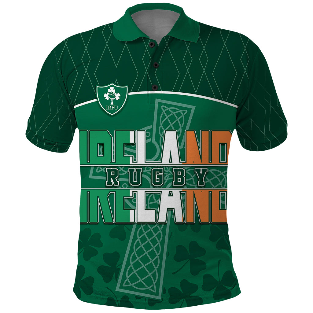 Personalised Ireland Rugby 2023 Polo Shirt Celtic Cross Mix Shamrocks LT7