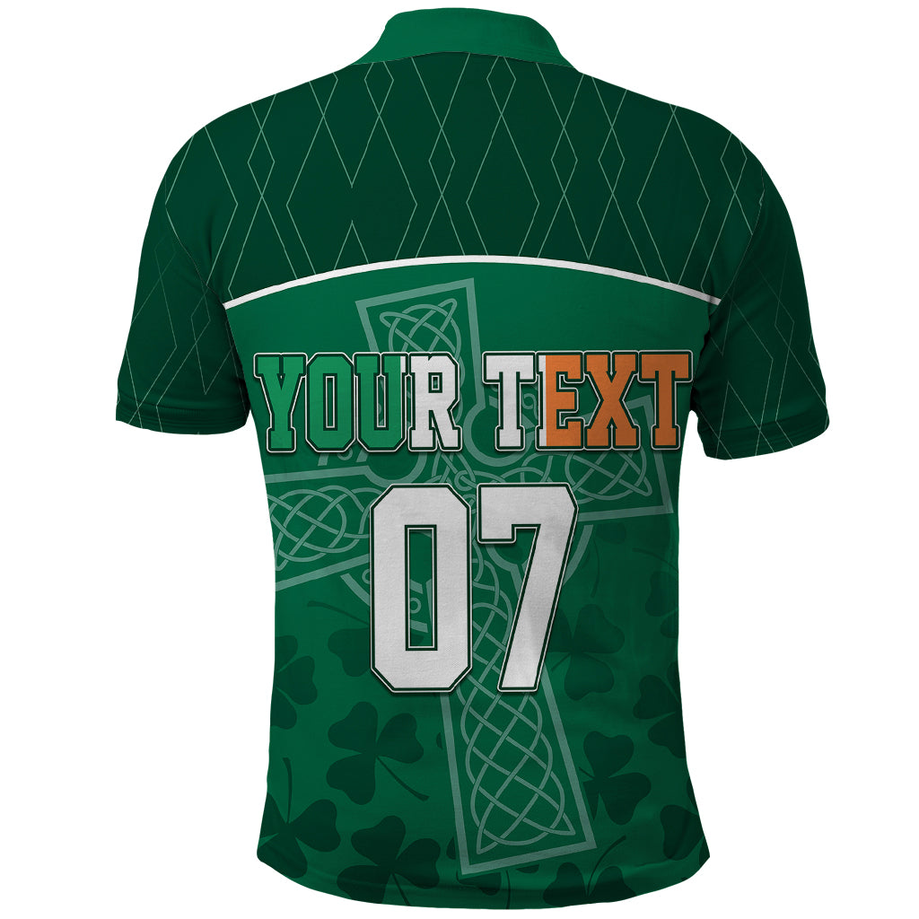 Personalised Ireland Rugby 2023 Polo Shirt Celtic Cross Mix Shamrocks LT7
