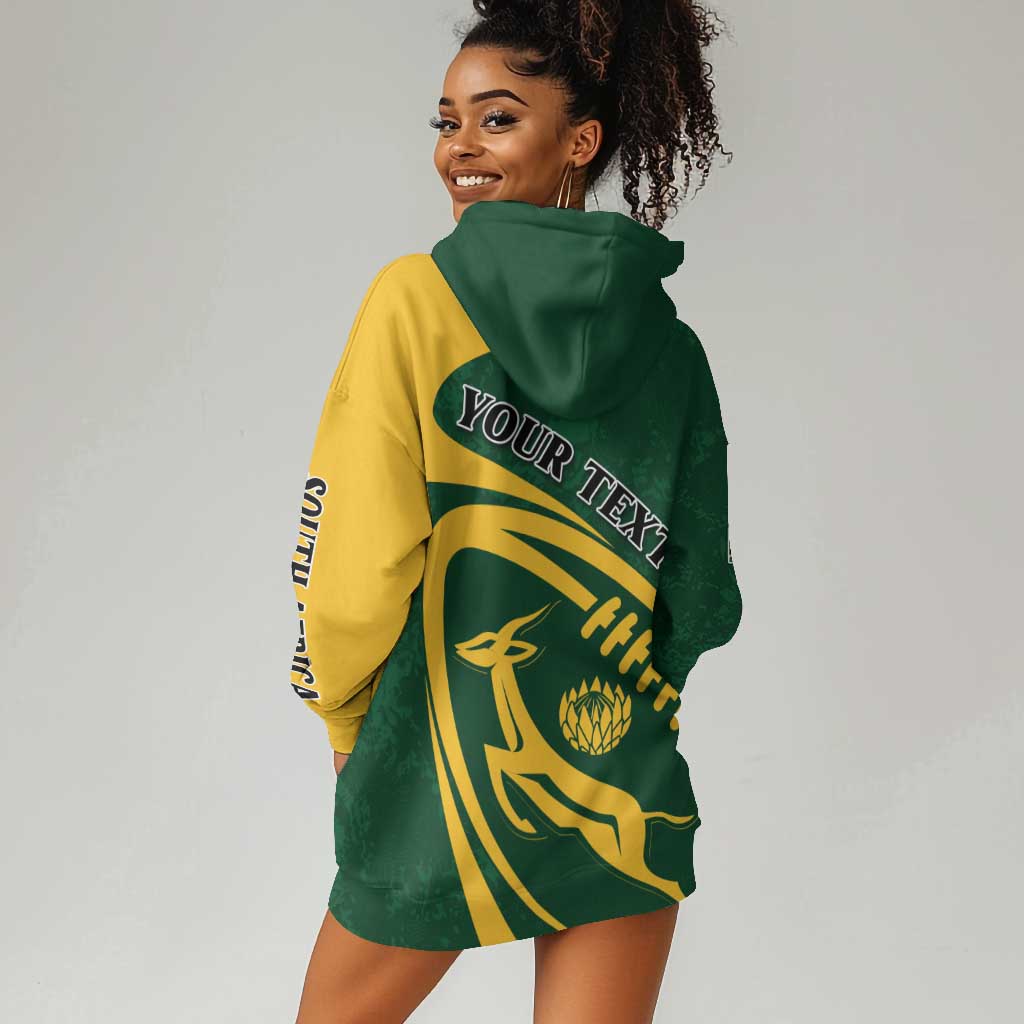 Personalised South Africa Rugby Hoodie Dress Bokke Champions Sporty Dynamics LT7