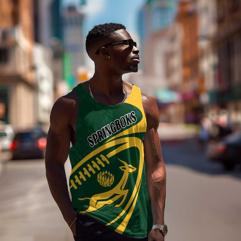 Personalised South Africa Rugby Men Tank Top Bokke Champions Sporty Dynamics LT7