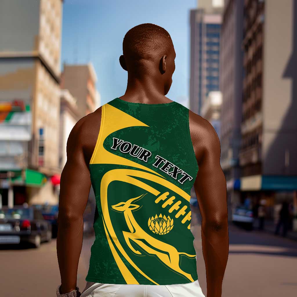 Personalised South Africa Rugby Men Tank Top Bokke Champions Sporty Dynamics LT7