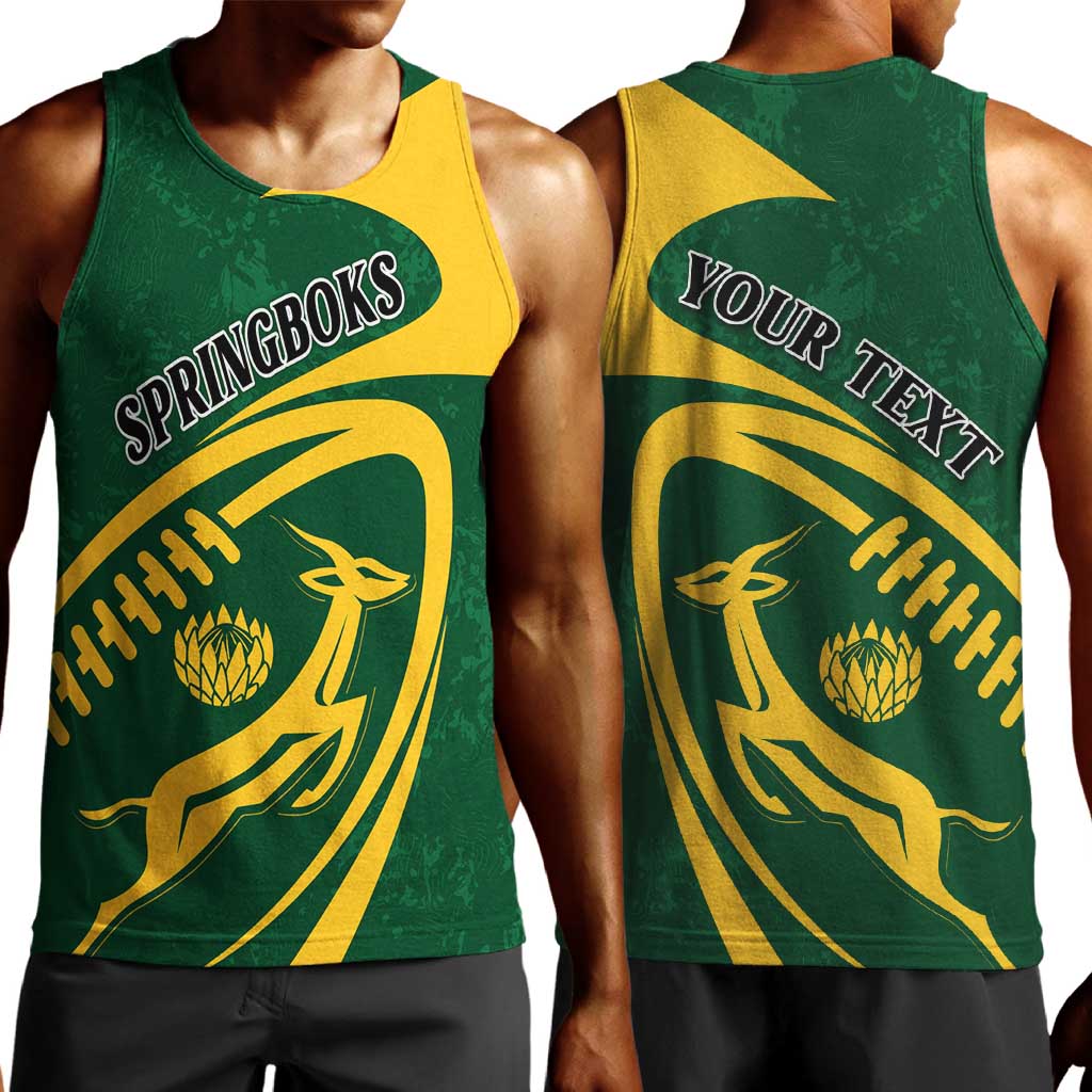 Personalised South Africa Rugby Men Tank Top Bokke Champions Sporty Dynamics LT7