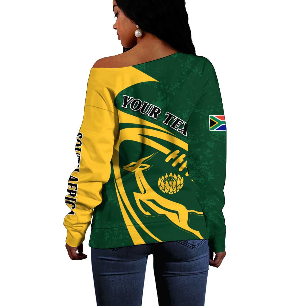 Personalised South Africa Rugby Off Shoulder Sweater Bokke Champions Sporty Dynamics LT7