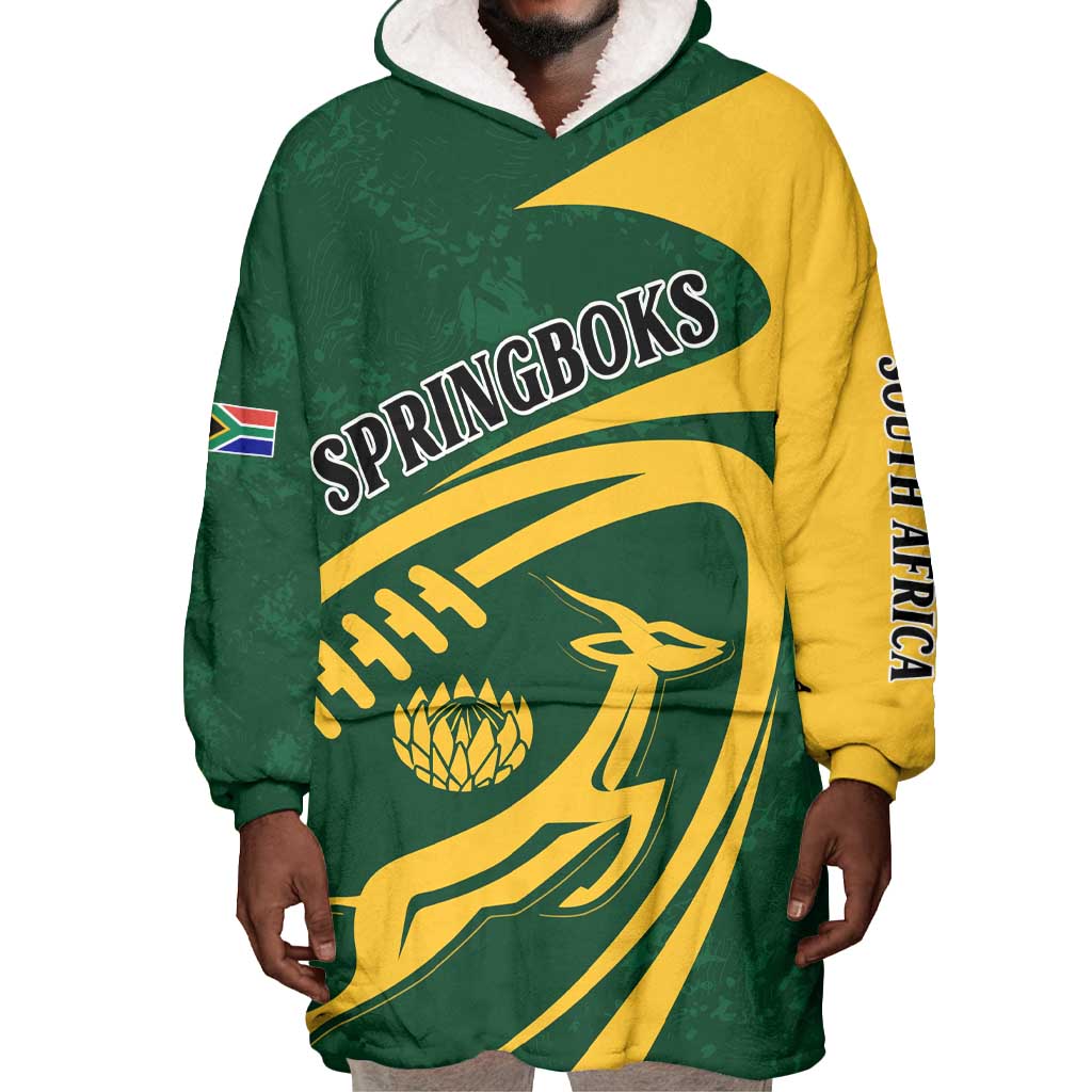 Personalised South Africa Rugby Wearable Blanket Hoodie Bokke Champions Sporty Dynamics LT7