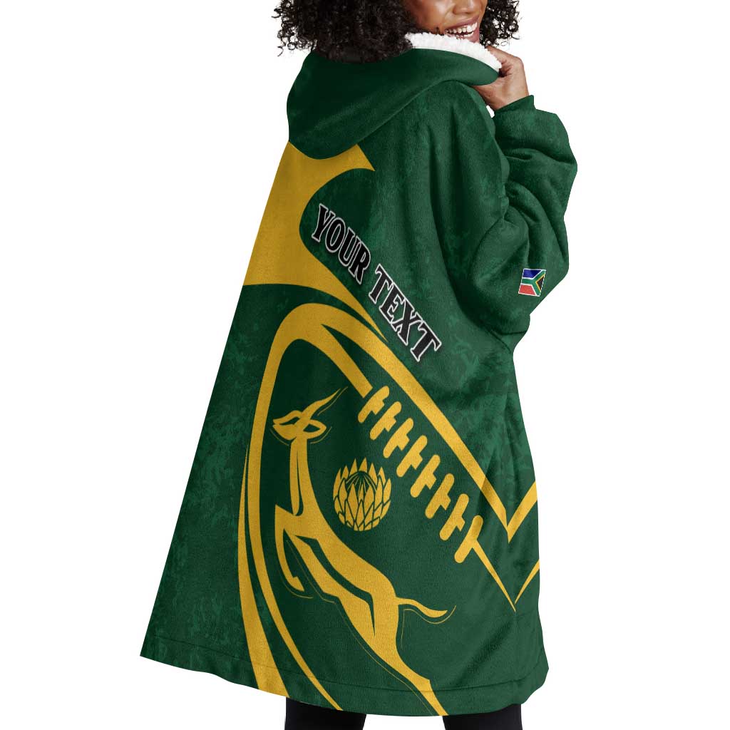Personalised South Africa Rugby Wearable Blanket Hoodie Bokke Champions Sporty Dynamics LT7