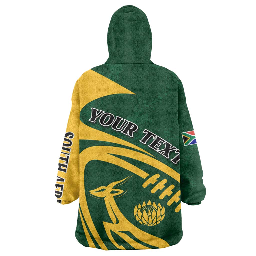 Personalised South Africa Rugby Wearable Blanket Hoodie Bokke Champions Sporty Dynamics LT7