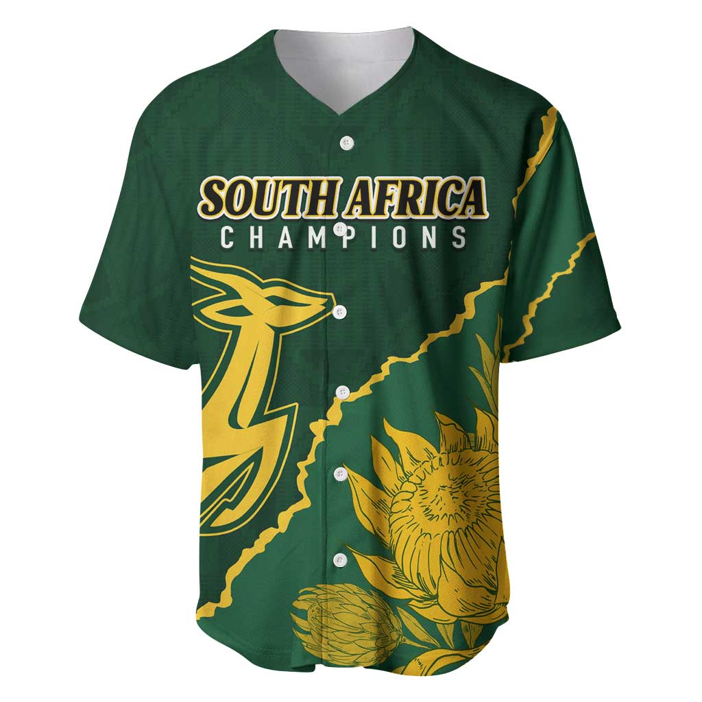 Personalised South Africa Rugby 2023 Baseball Jersey Bokke Champions Kente Ethnic LT7