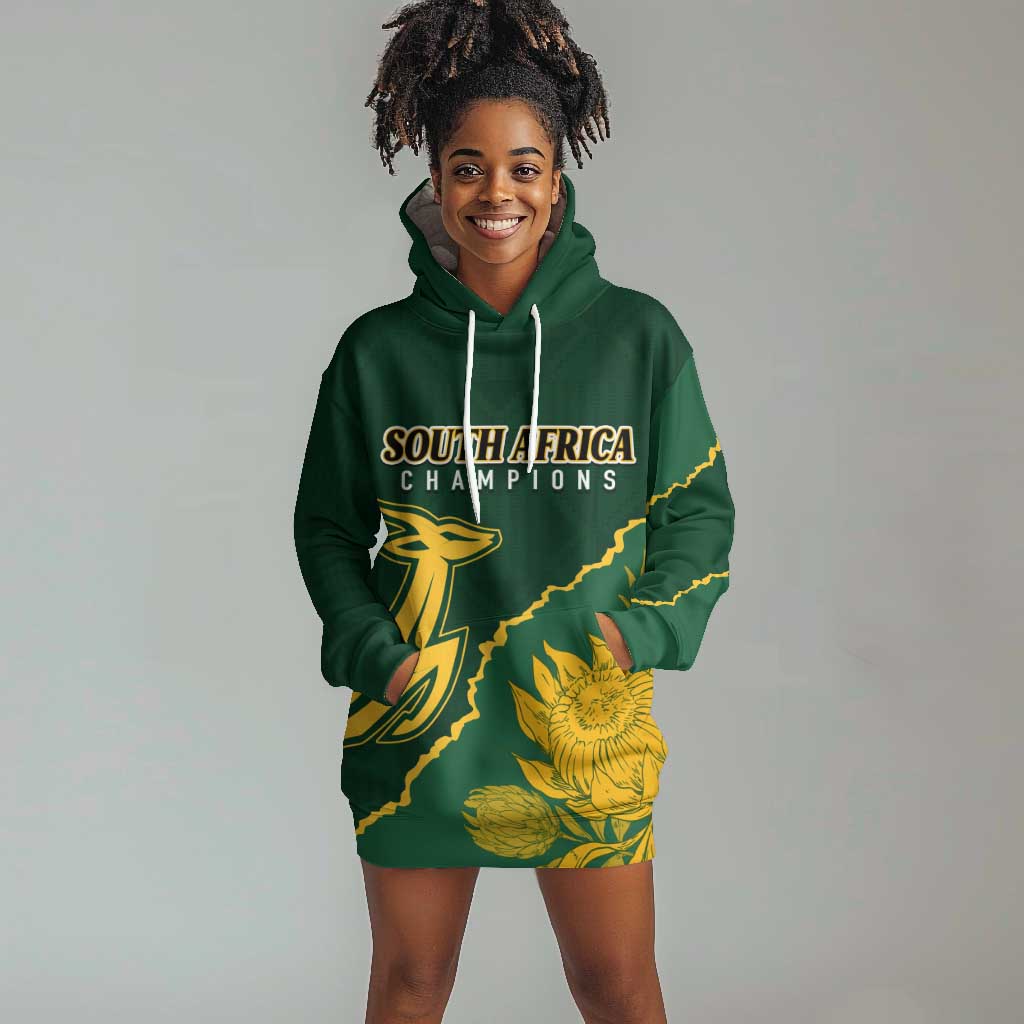 Personalised South Africa Rugby 2023 Hoodie Dress Bokke Champions Kente Ethnic LT7