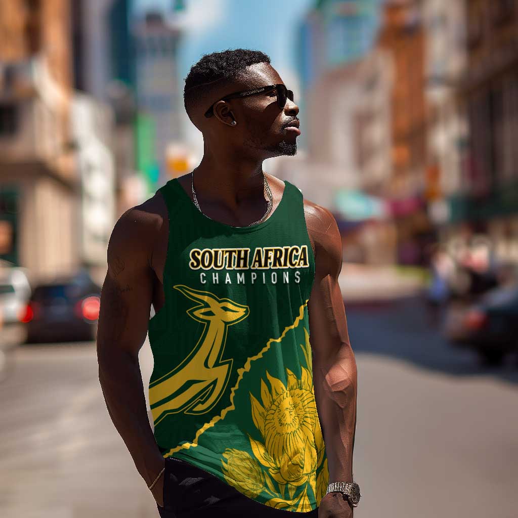 Personalised South Africa Rugby 2023 Men Tank Top Bokke Champions Kente Ethnic LT7