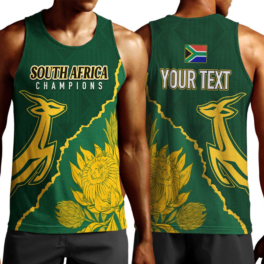 Personalised South Africa Rugby 2023 Men Tank Top Bokke Champions Kente Ethnic LT7