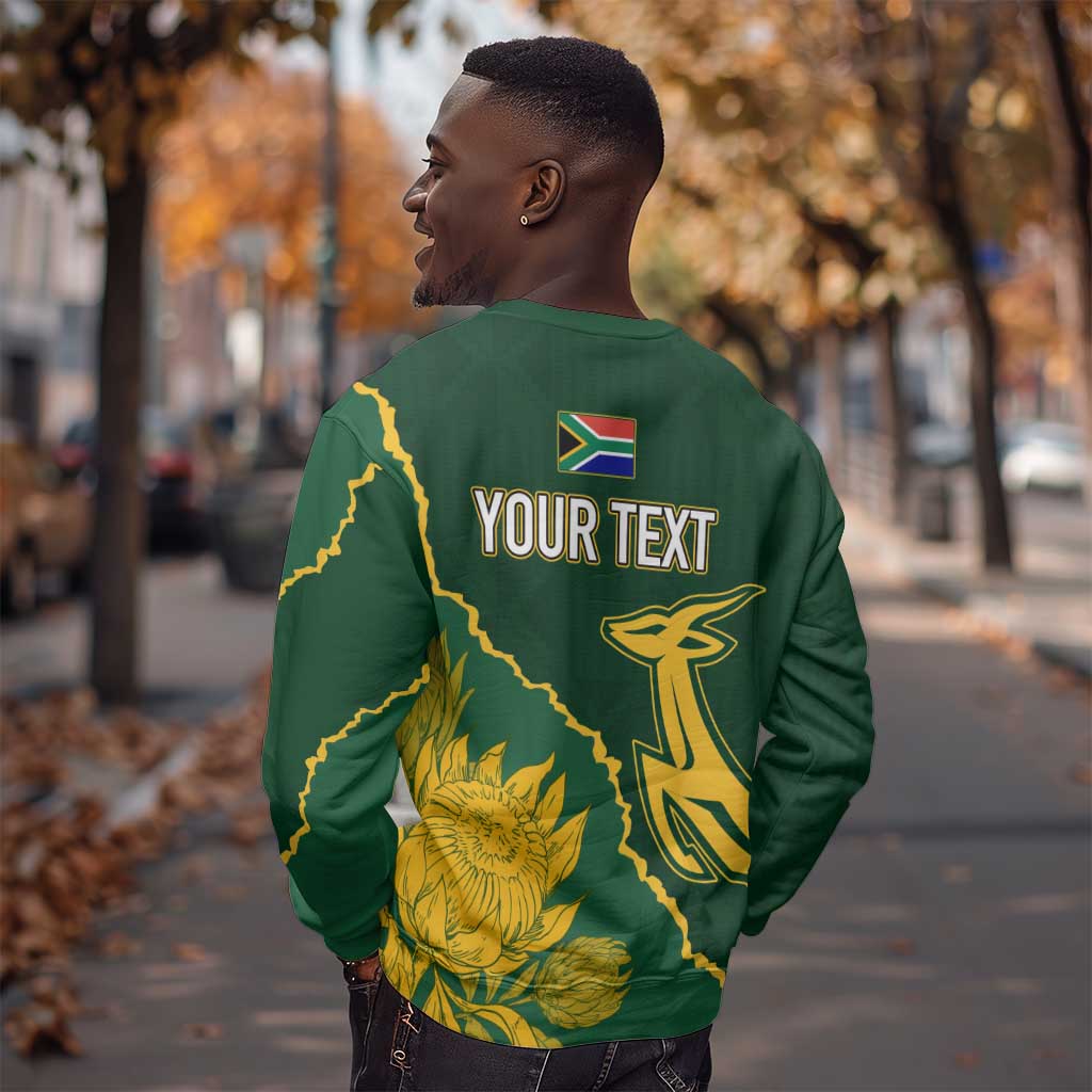 Personalised South Africa Rugby 2023 Sweatshirt Bokke Champions Kente Ethnic LT7