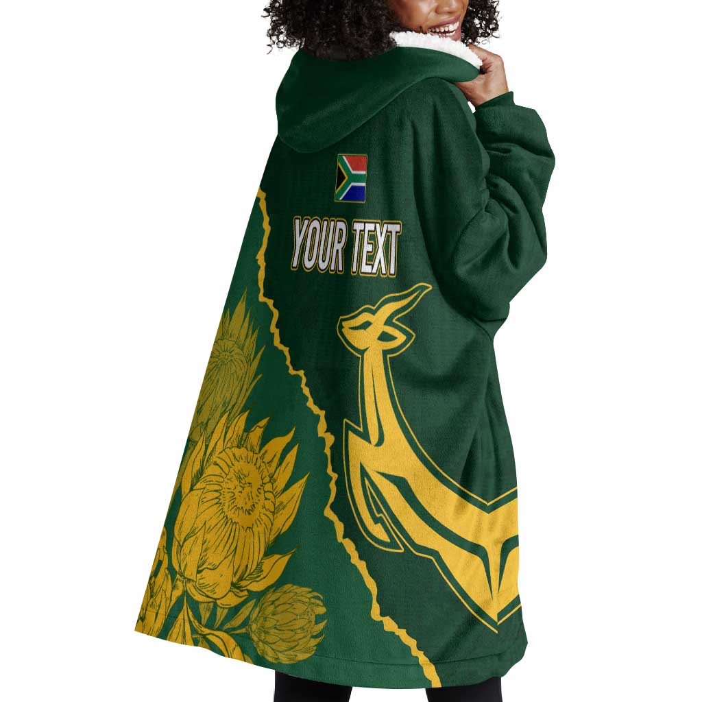 Personalised South Africa Rugby 2023 Wearable Blanket Hoodie Bokke Champions Kente Ethnic LT7