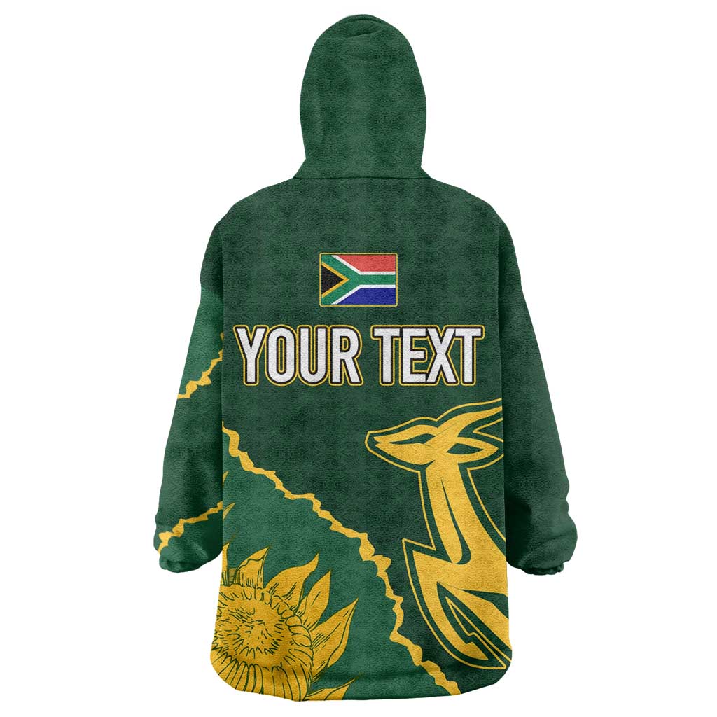 Personalised South Africa Rugby 2023 Wearable Blanket Hoodie Bokke Champions Kente Ethnic LT7
