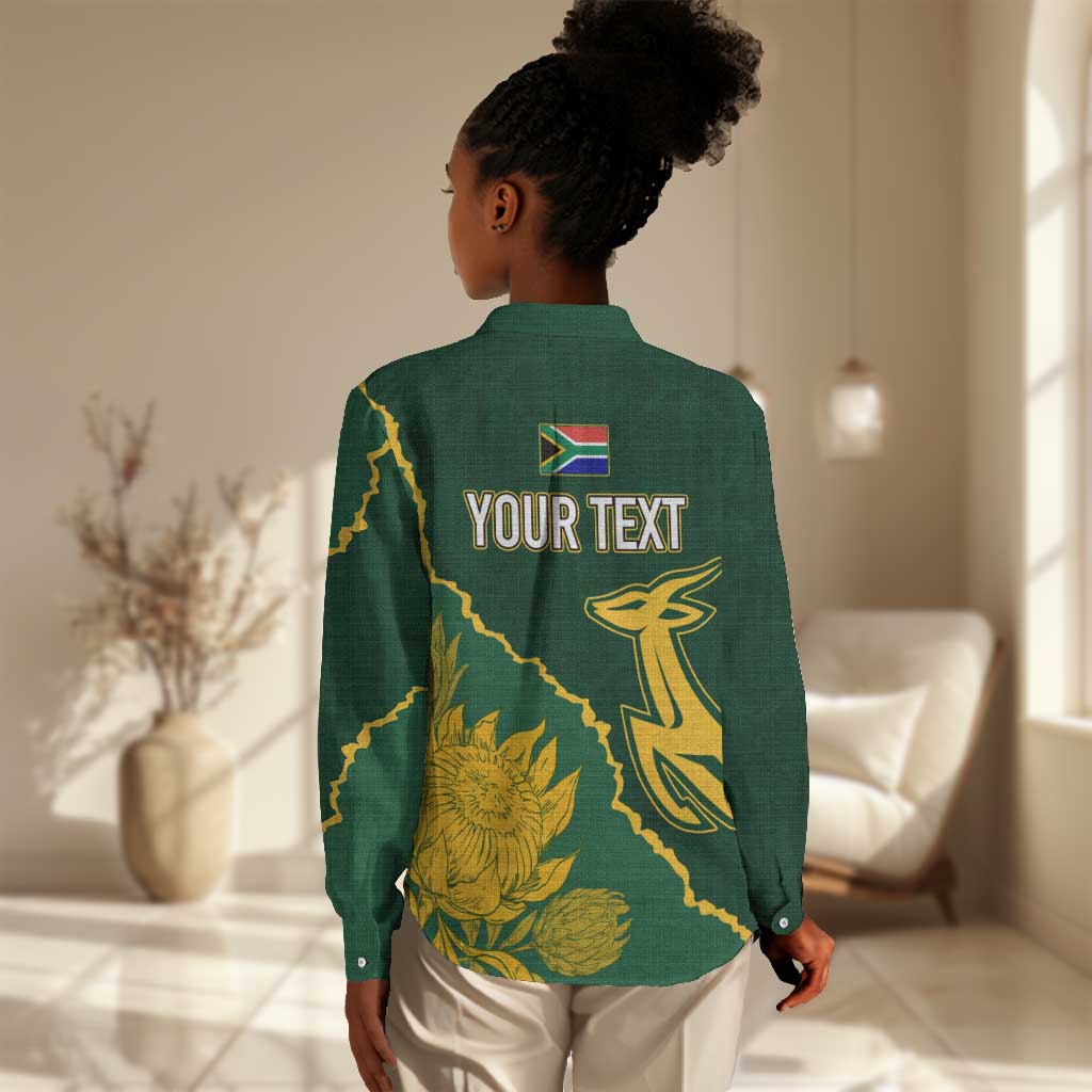 Personalised South Africa Rugby 2023 Women Casual Shirt Bokke Champions Kente Ethnic LT7