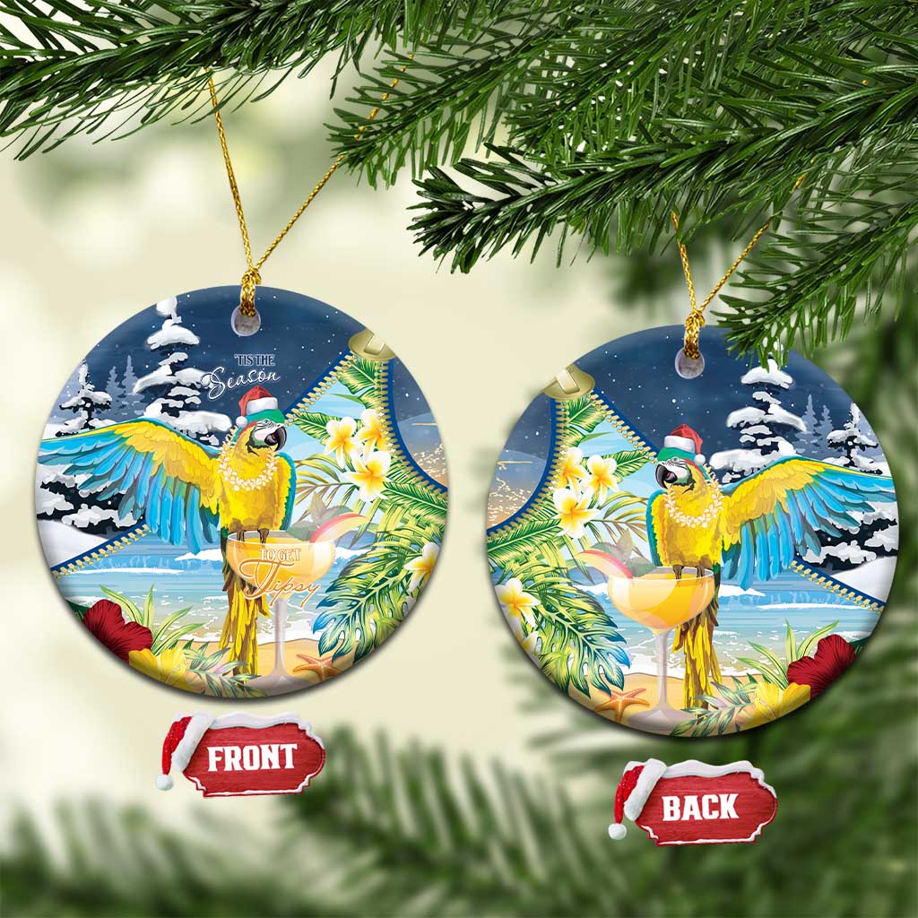 Funny Tropical Christmas Ceramic Ornament Tis The Season To Get Tipsy LT7