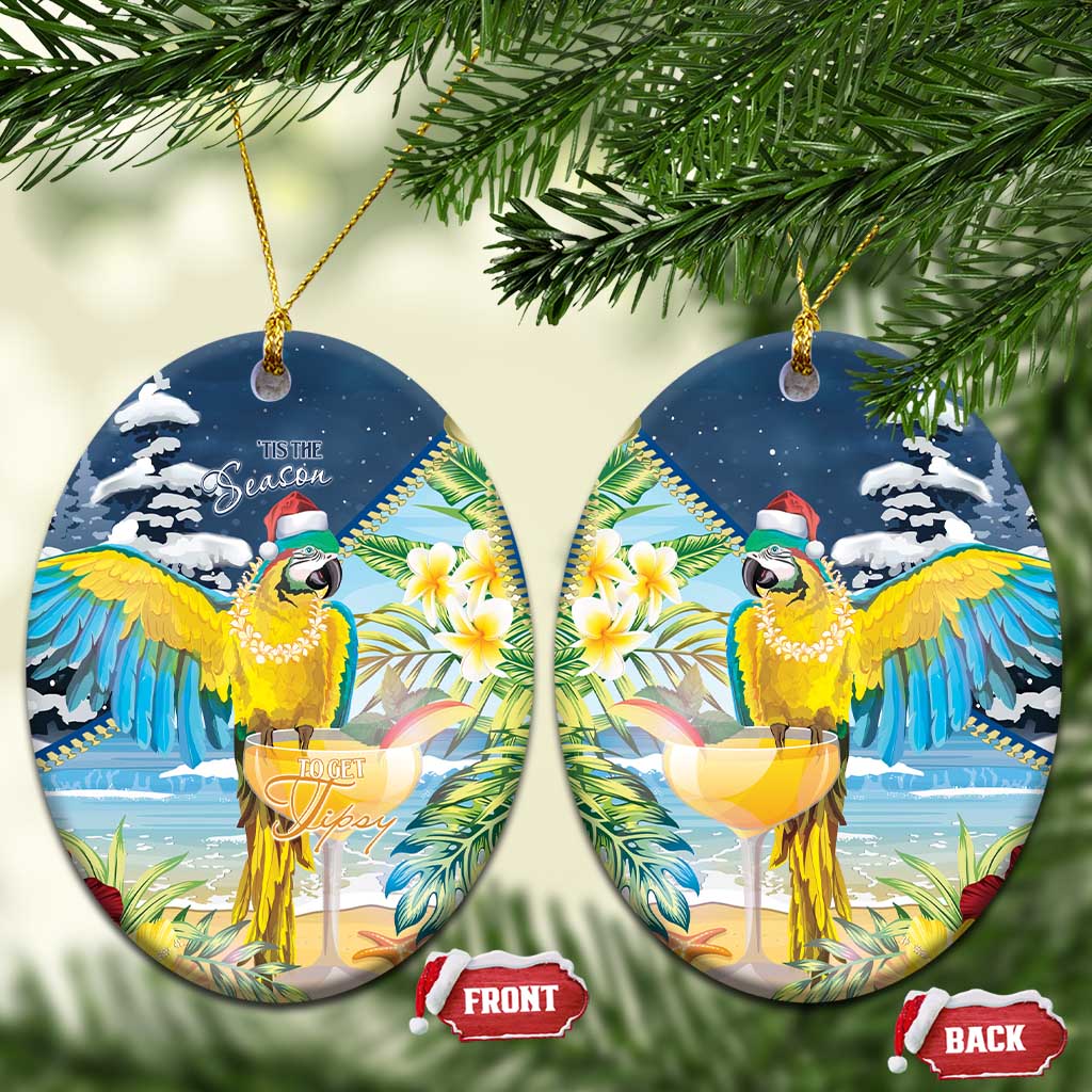Funny Tropical Christmas Ceramic Ornament Tis The Season To Get Tipsy LT7