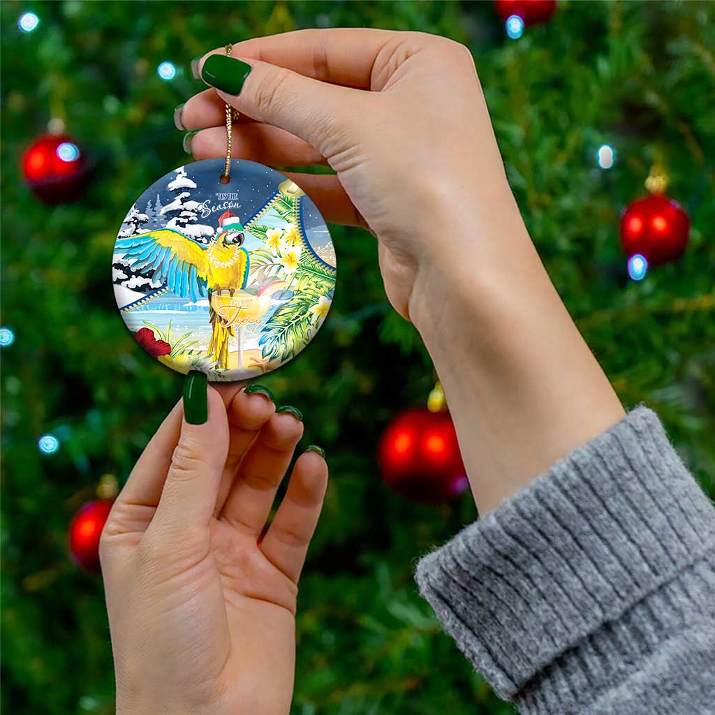 Funny Tropical Christmas Ceramic Ornament Tis The Season To Get Tipsy LT7