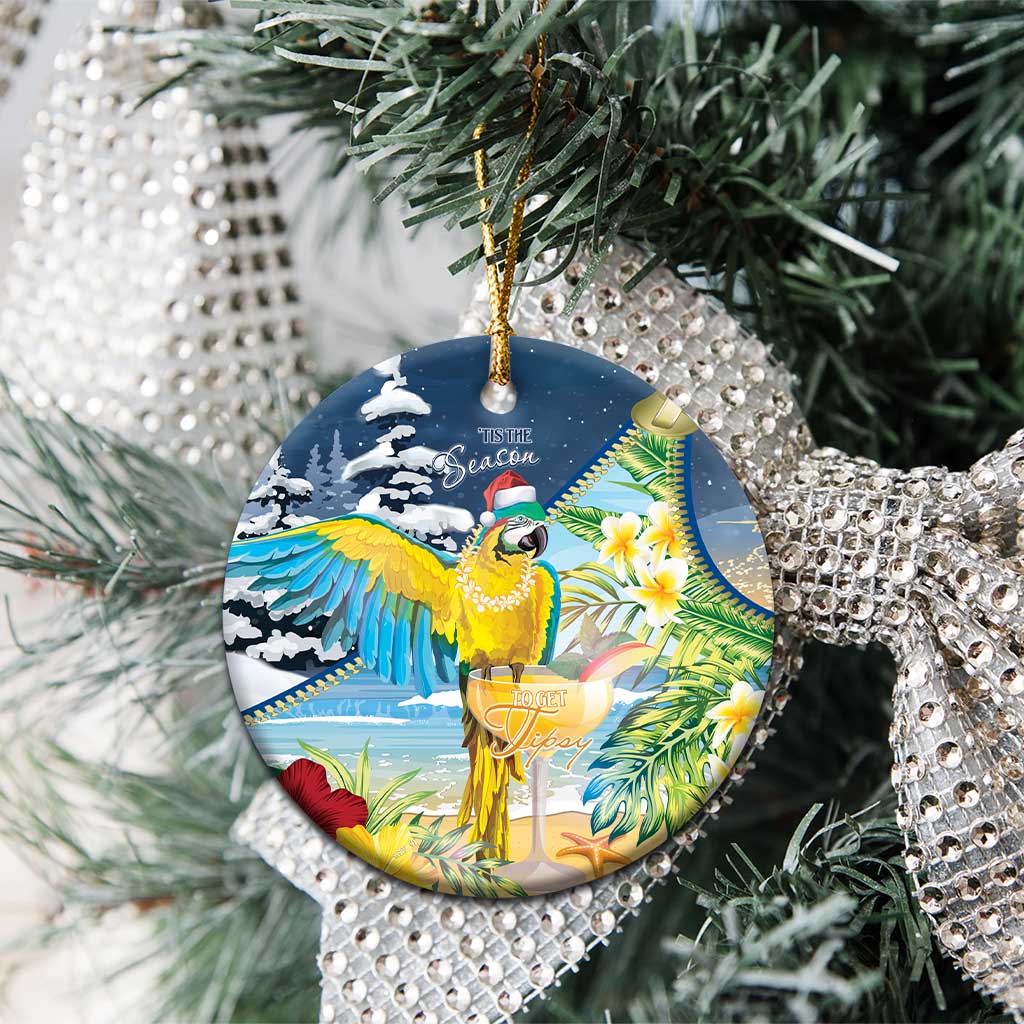 Funny Tropical Christmas Ceramic Ornament Tis The Season To Get Tipsy LT7