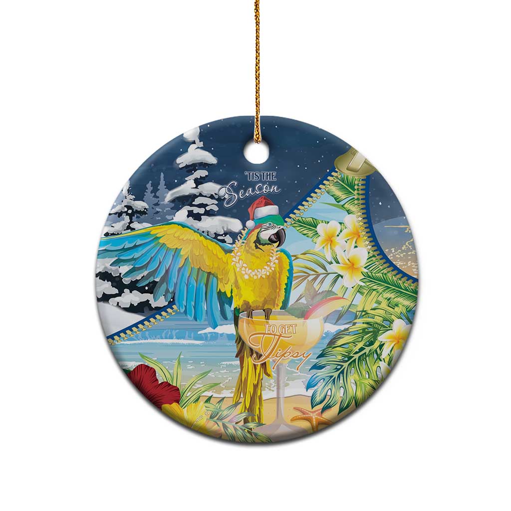 Funny Tropical Christmas Ceramic Ornament Tis The Season To Get Tipsy LT7