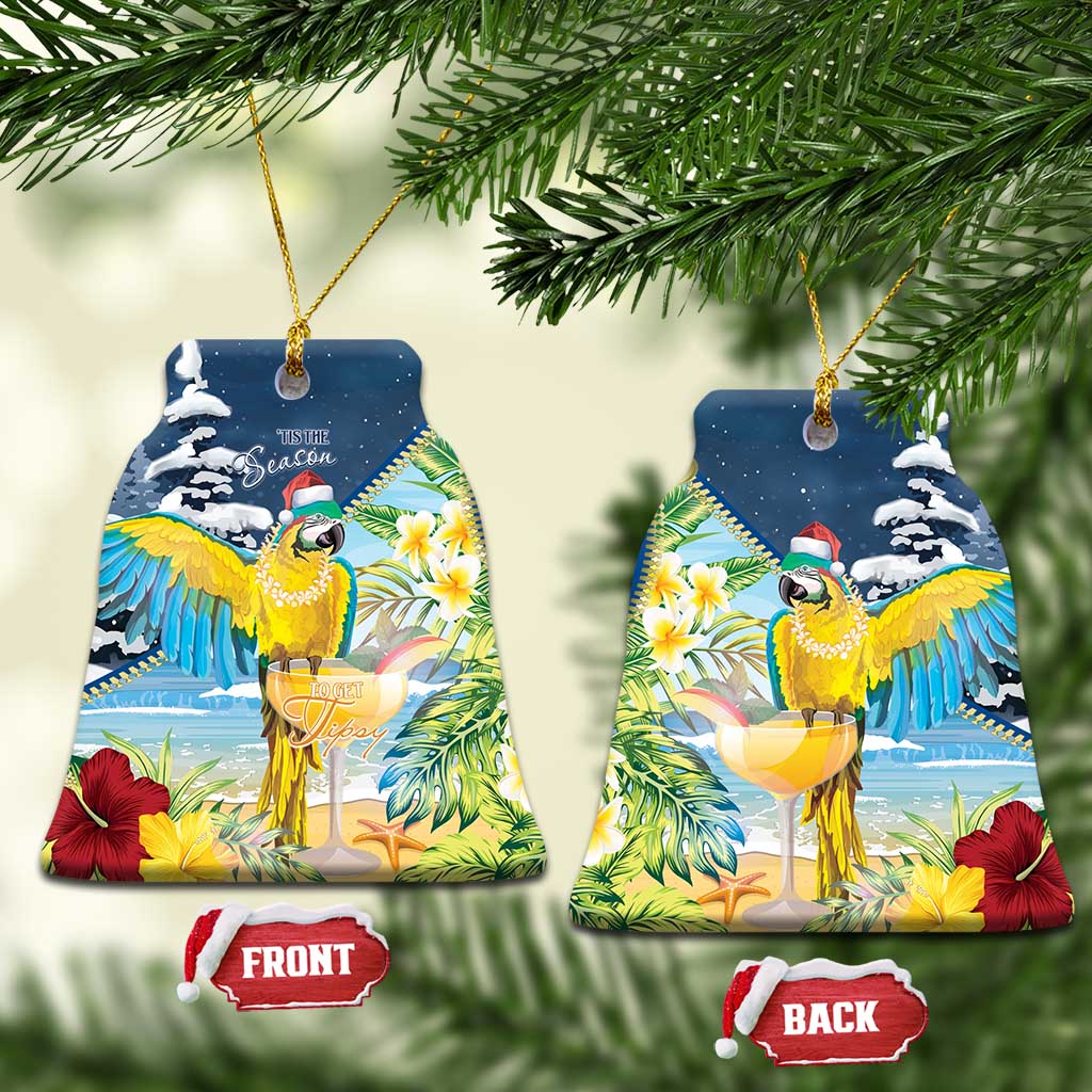 Funny Tropical Christmas Ceramic Ornament Tis The Season To Get Tipsy LT7