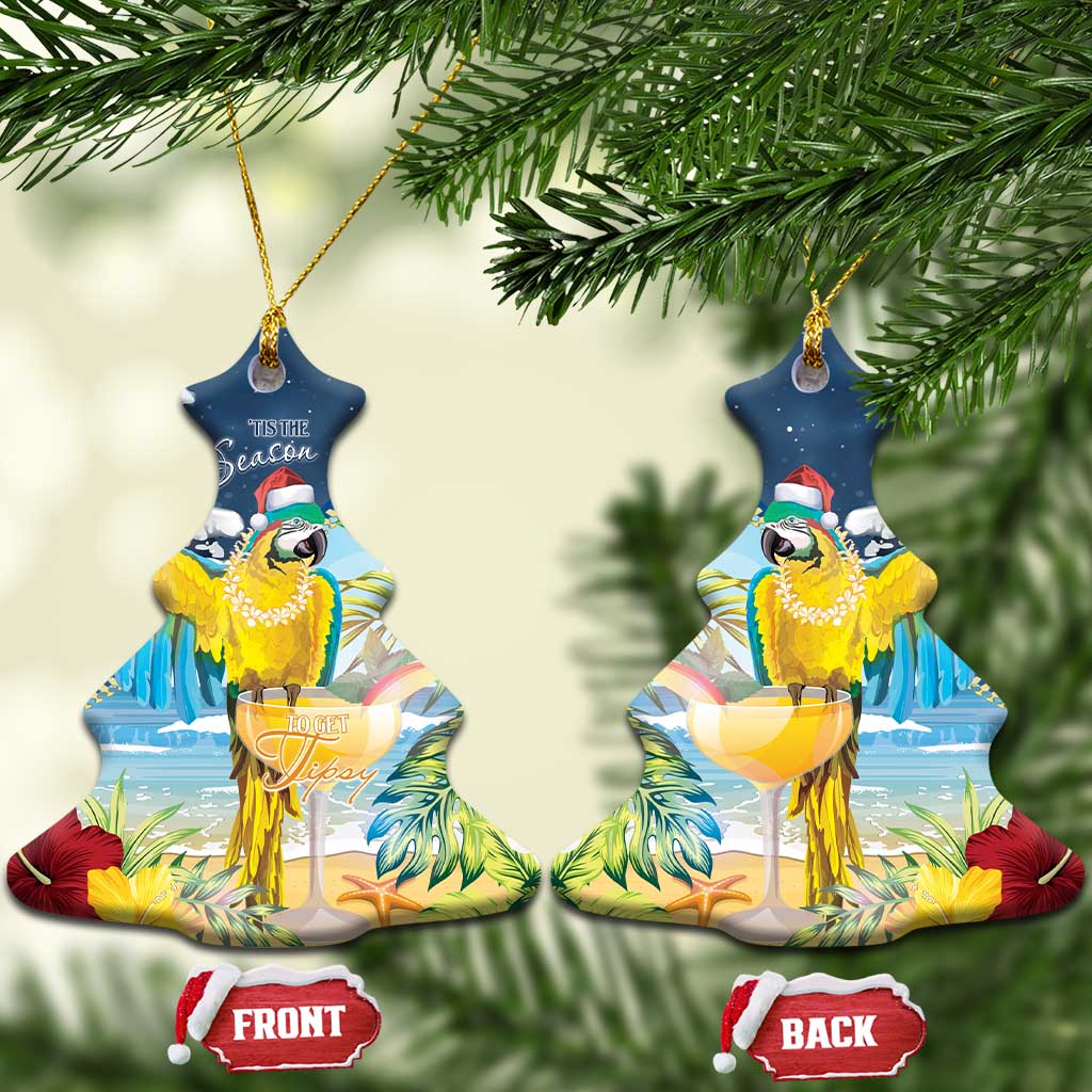 Funny Tropical Christmas Ceramic Ornament Tis The Season To Get Tipsy LT7