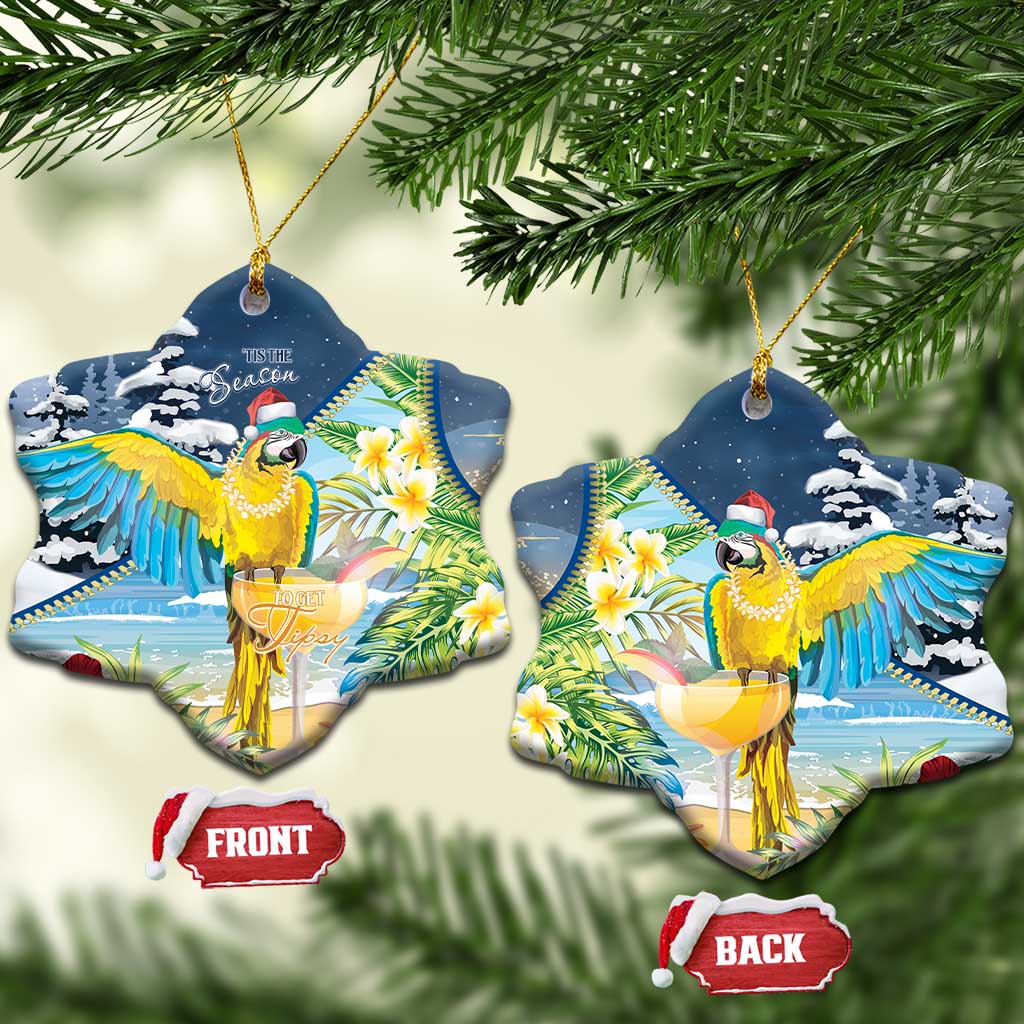 Funny Tropical Christmas Ceramic Ornament Tis The Season To Get Tipsy LT7