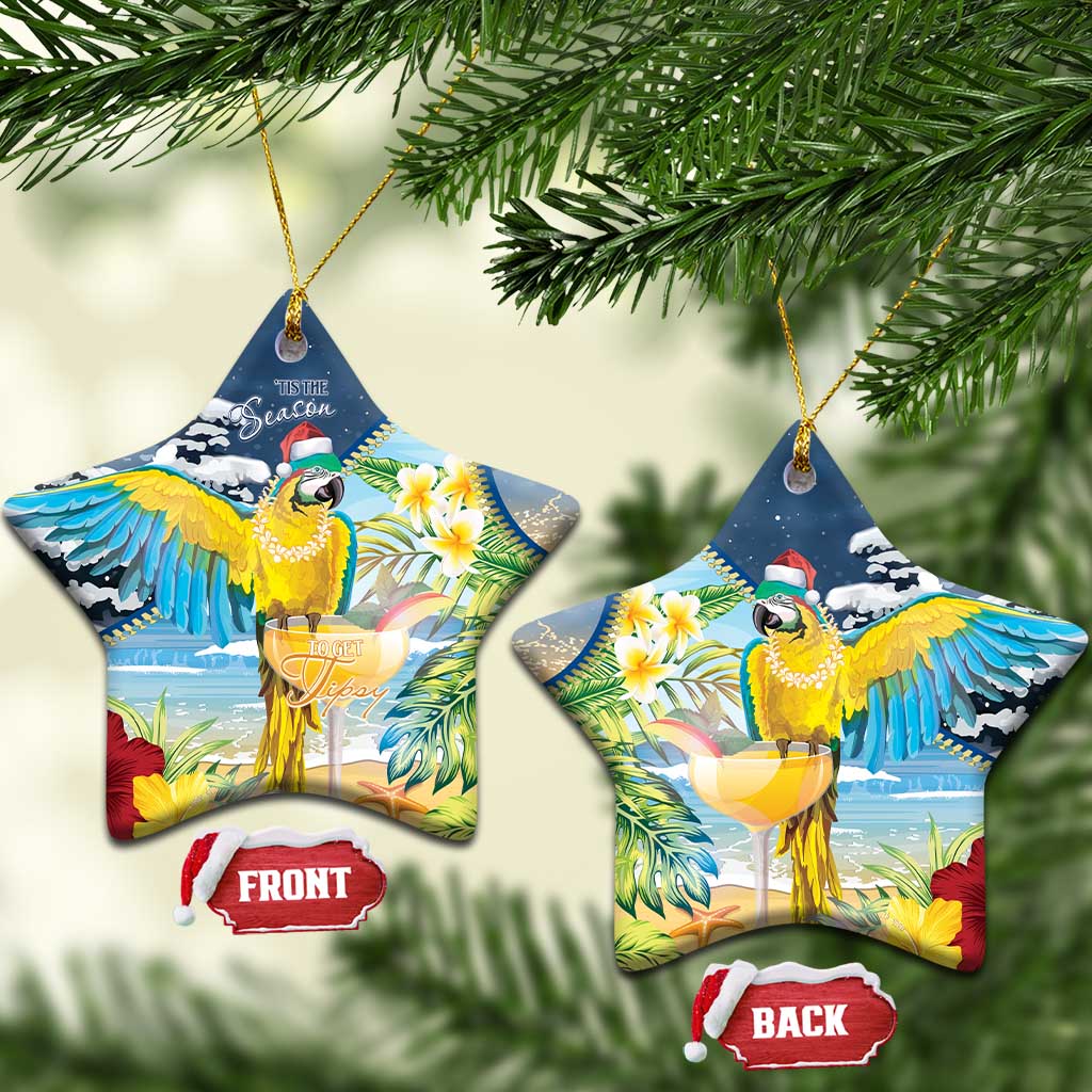 Funny Tropical Christmas Ceramic Ornament Tis The Season To Get Tipsy LT7