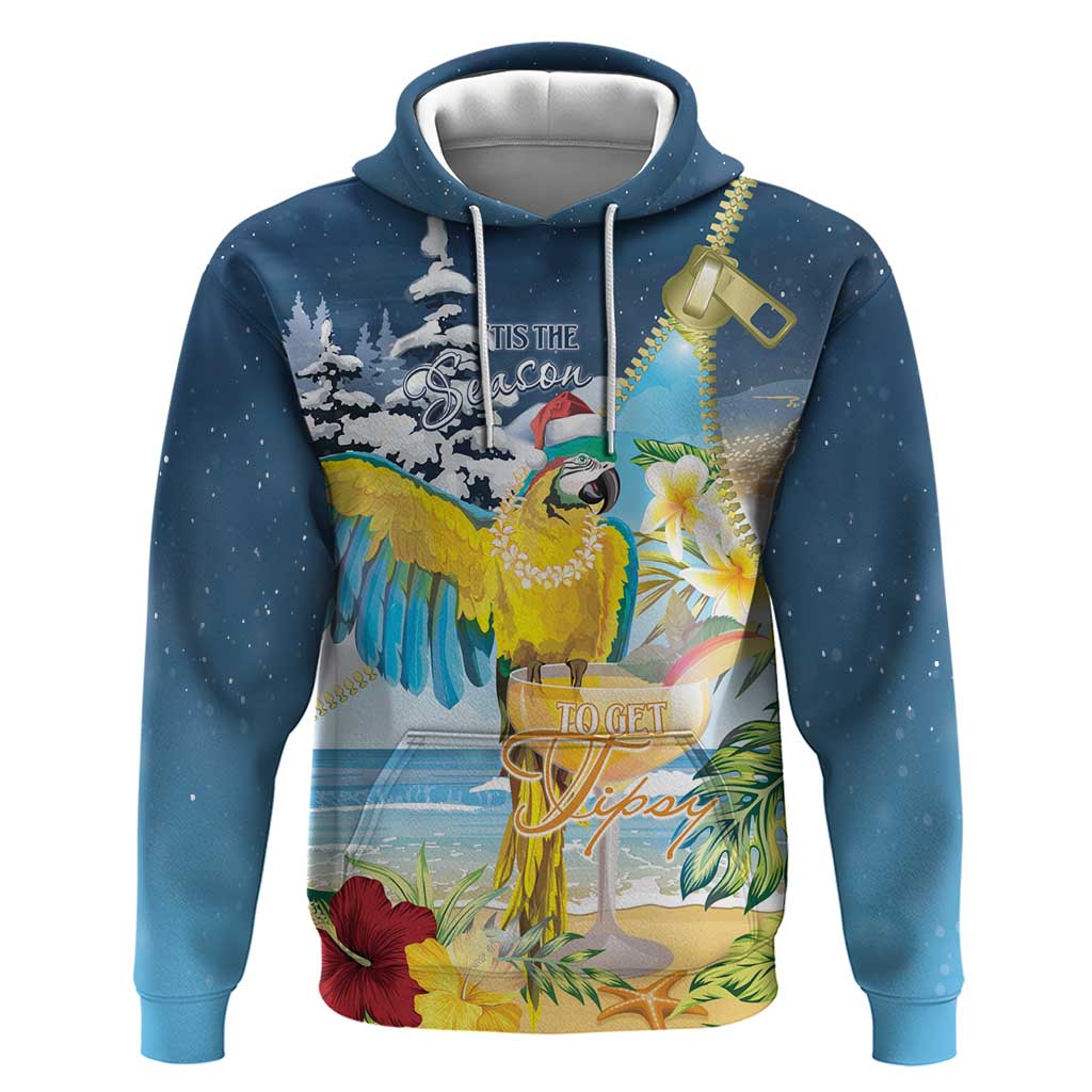 Funny Tropical Christmas Hoodie Tis The Season To Get Tipsy LT7