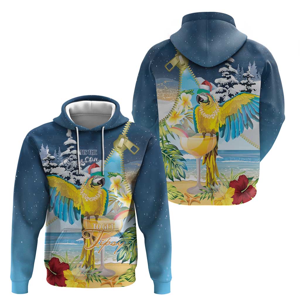 Funny Tropical Christmas Hoodie Tis The Season To Get Tipsy LT7