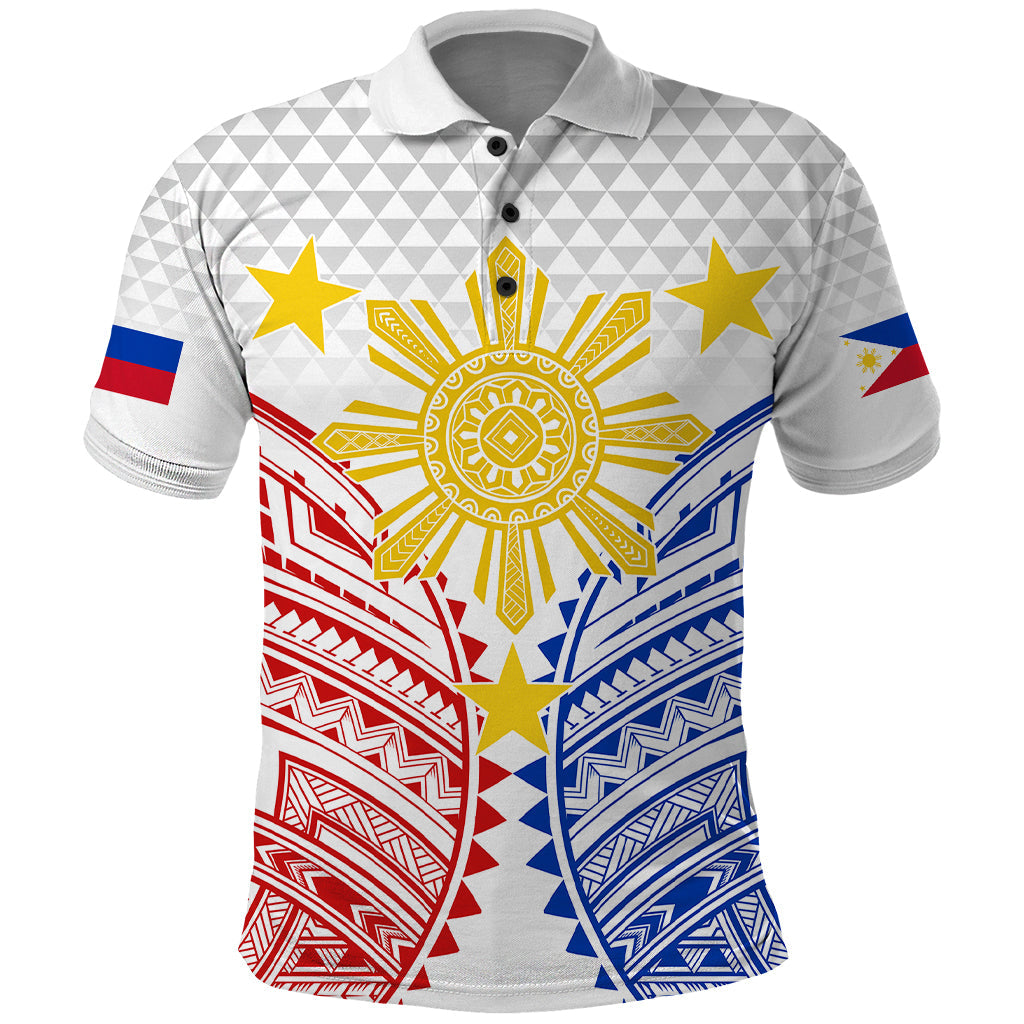 Custom Philippines Polo Shirt Independence Day Tribal Sun and Stars Ver 01 LT7