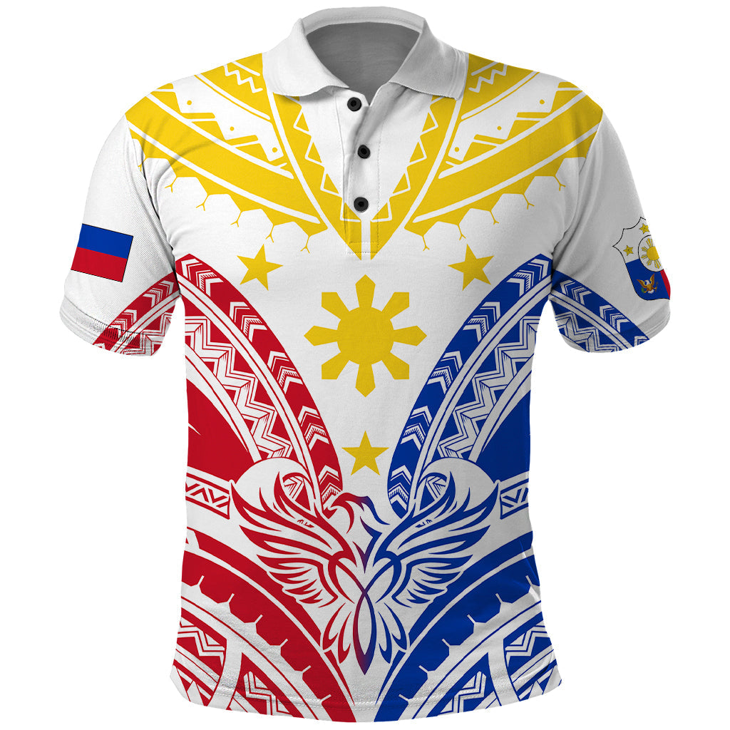 Custom Philippines Polo Shirt Independence Day Tribal Sun and Stars Ver 02 LT7