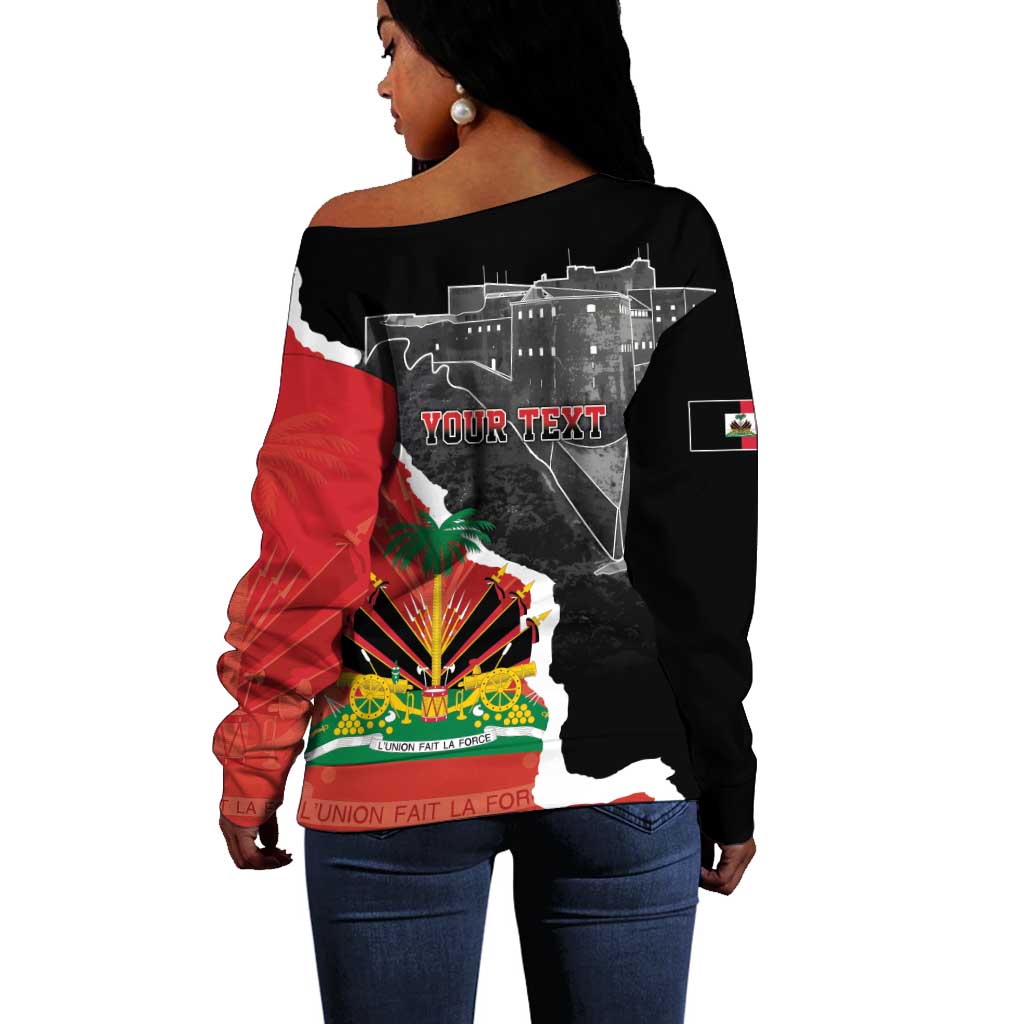 Personalized Haiti First Black Republic 1804 Off Shoulder Sweater Ayiti Citadel Laferriere LT7